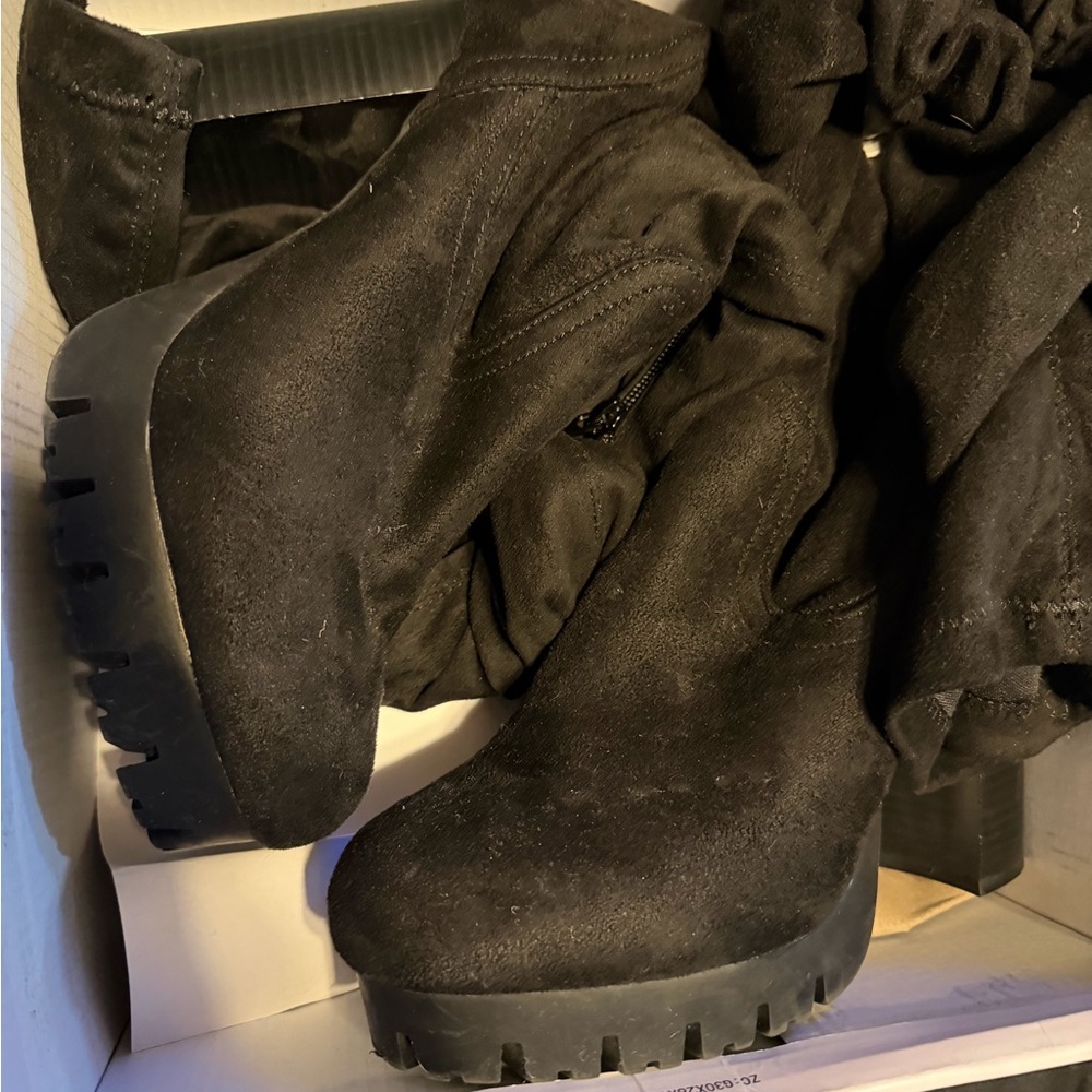 Black Suede Platform Boots